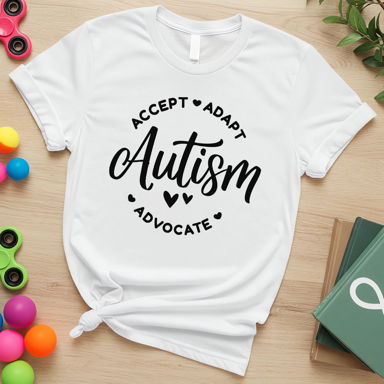 Autism Awareness – Accept, Adapt, Advocate (Minimalist Heart Edition)