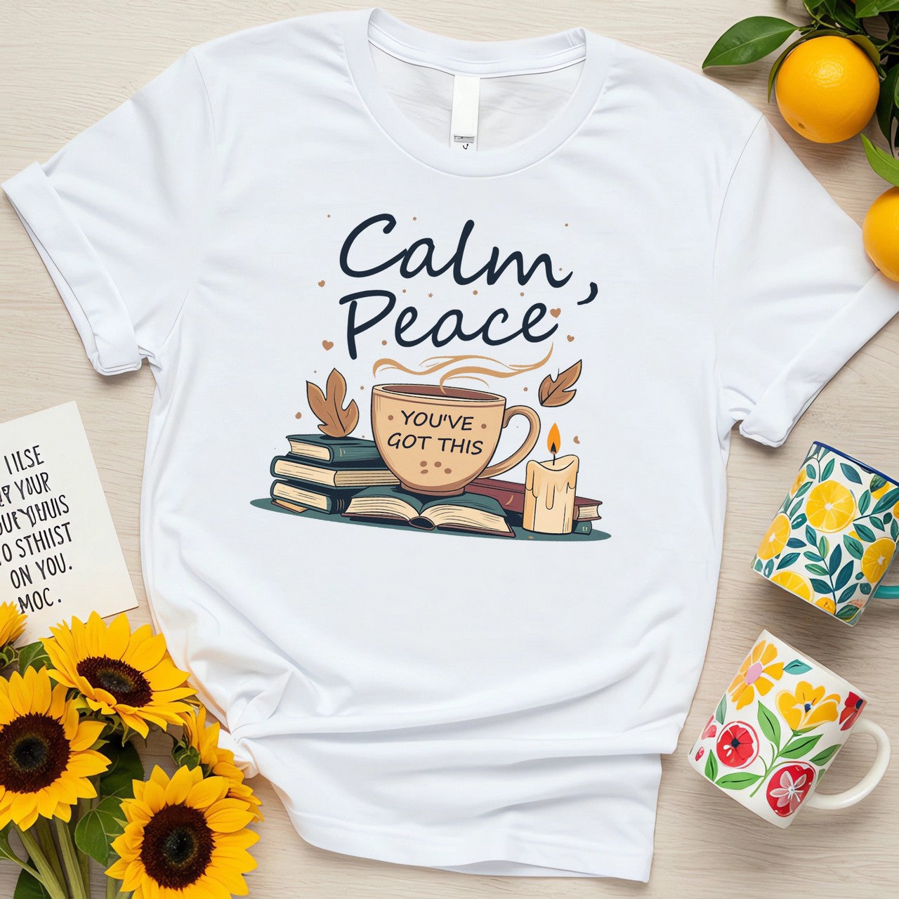Calm, Peace, You’ve Got This (Cozy Mental Wellness Design with Books & Tea)