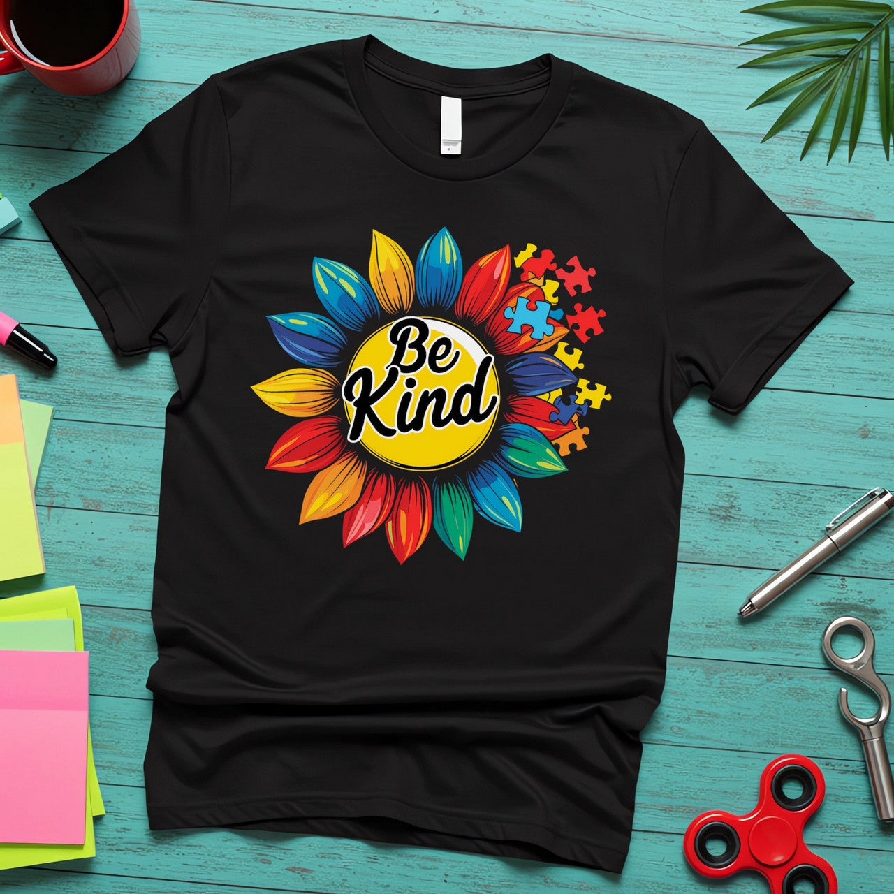 Be Kind ADHD Autism Awareness (Colorful Sunflower Puzzle)