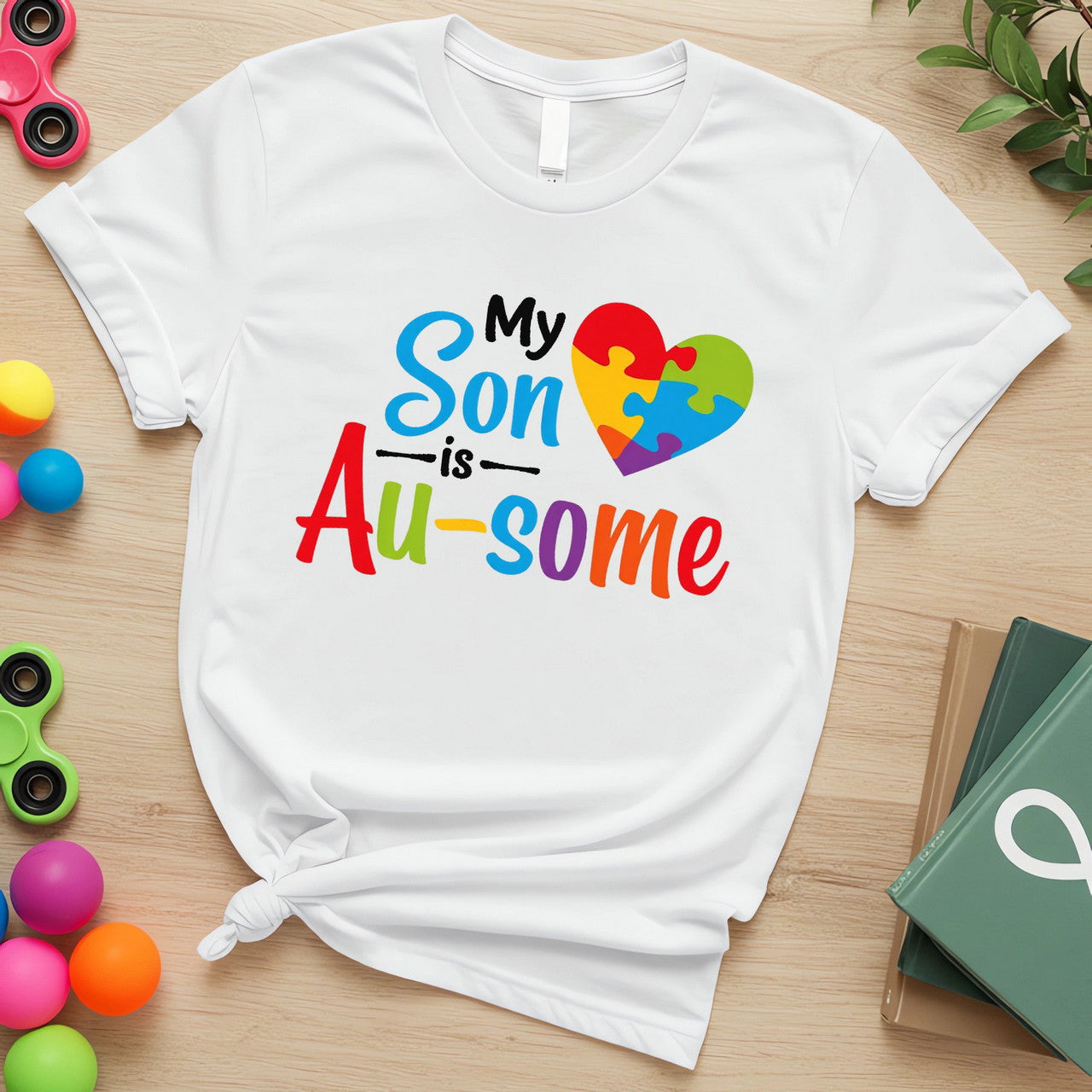 My Son is Au-some (Bold Puzzle Heart Autism Awareness)