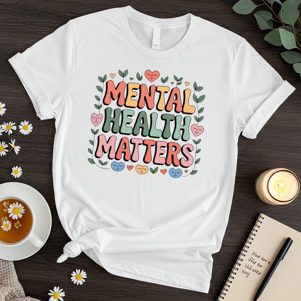 Whimsical “Mental Health Matters” Graphic (Smiley Heart Positivity Design)