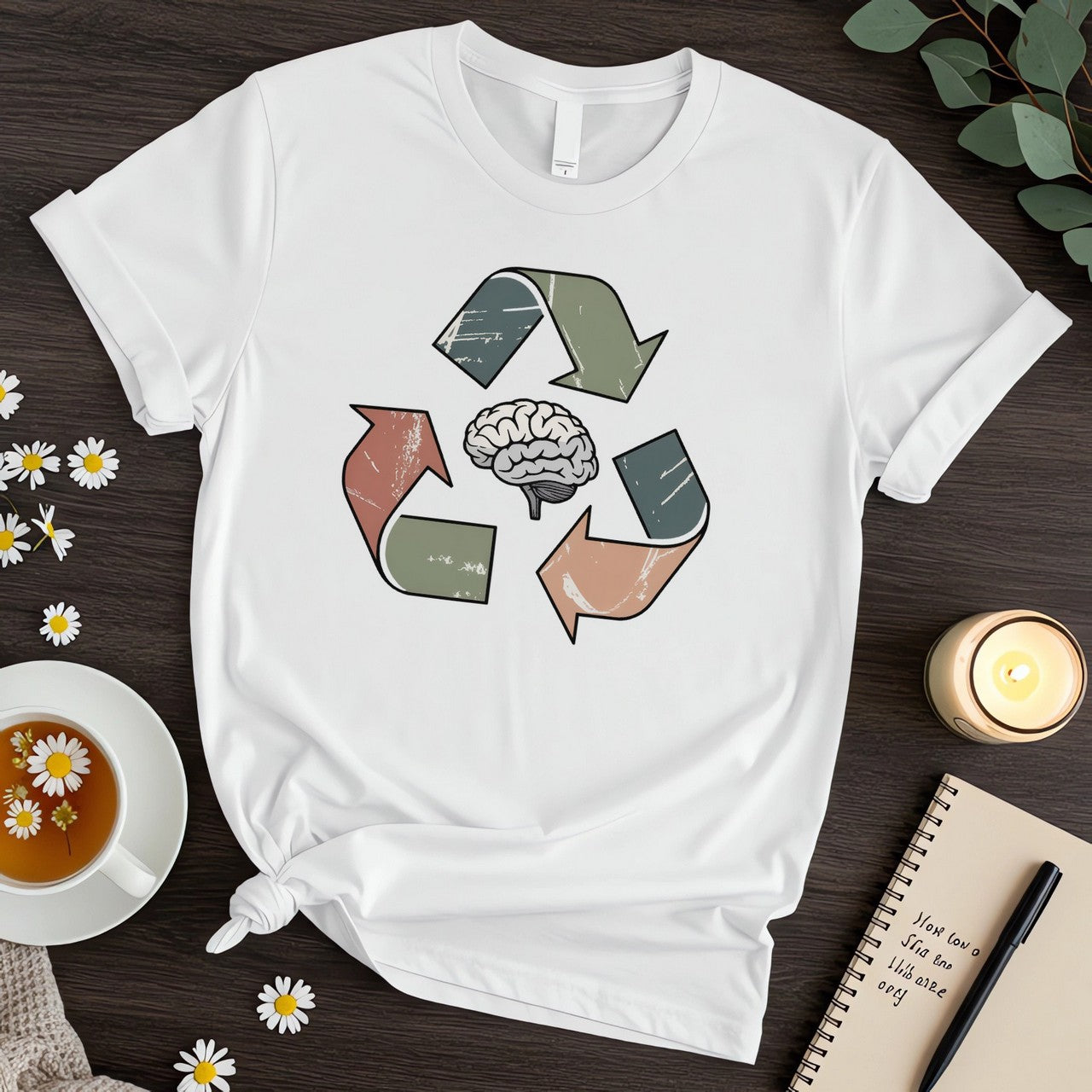 Mental Health Awareness (Recycle Symbol with Brain Design)