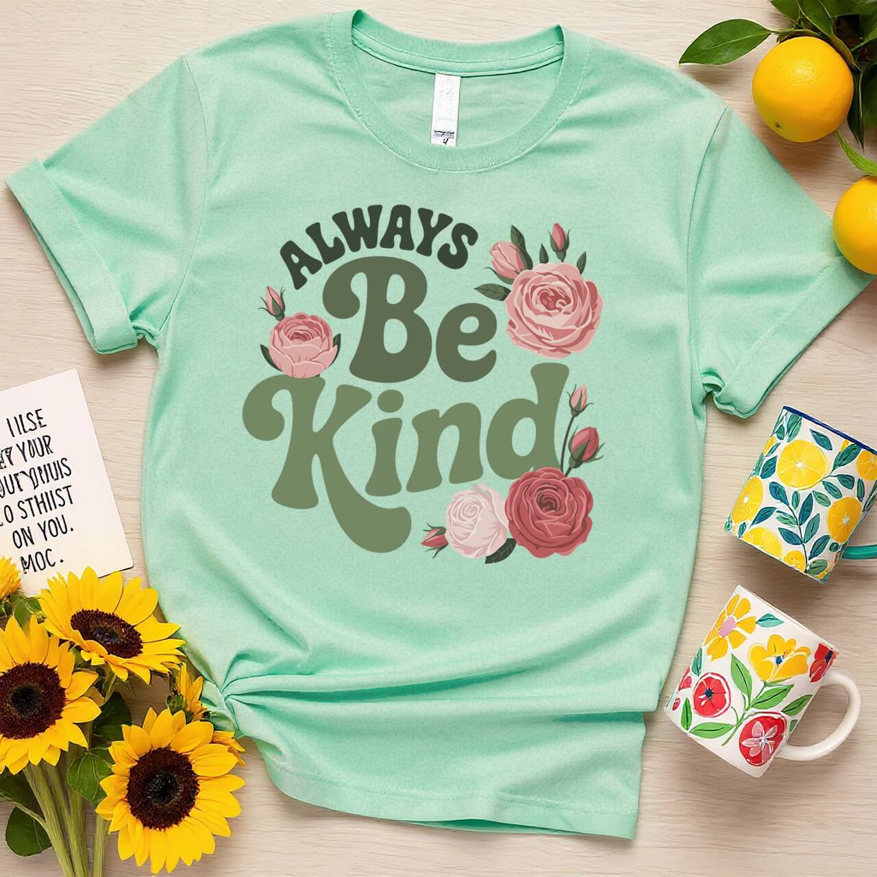 Elegant Floral Graphic (Always Be Kind Rose Design)