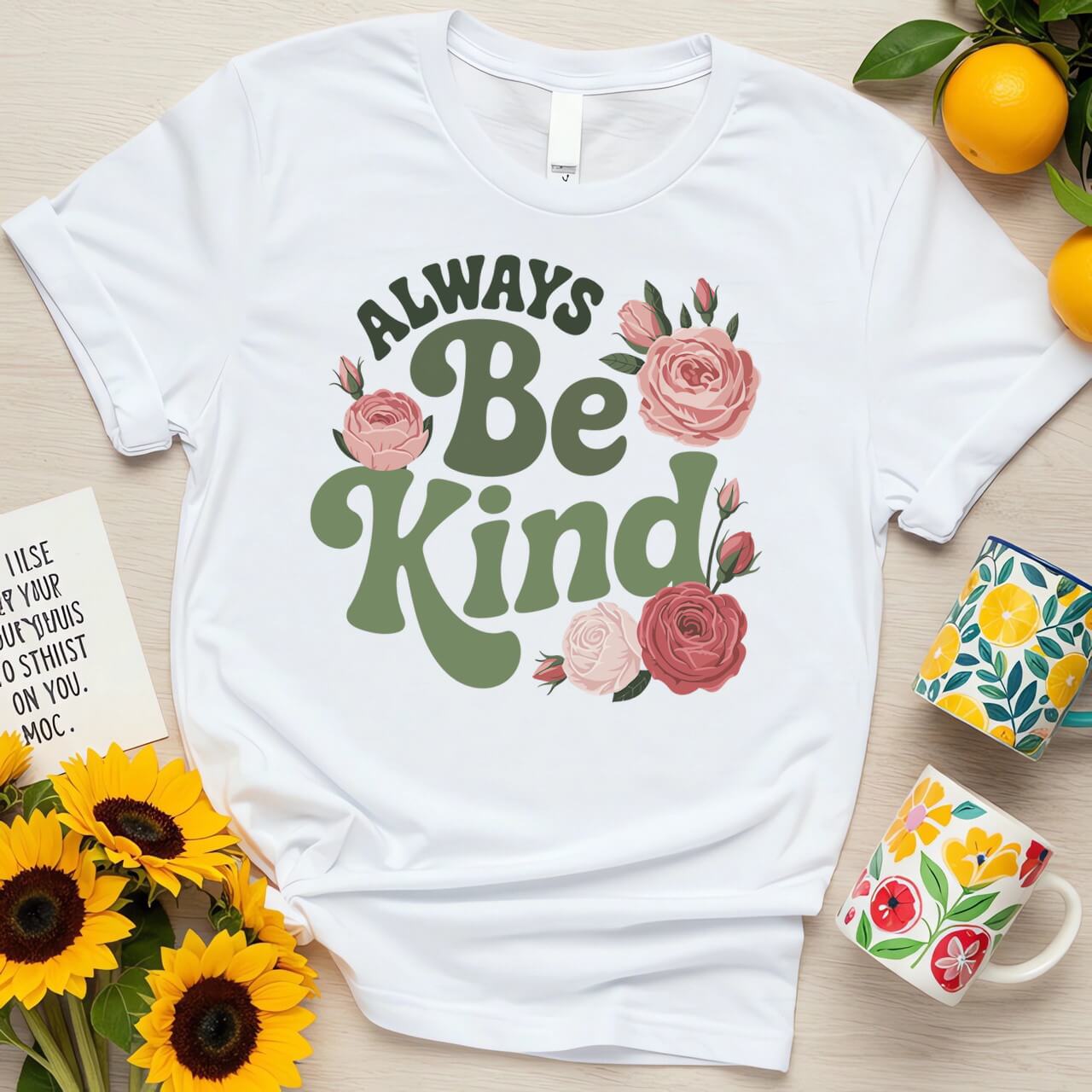 Elegant Floral Graphic (Always Be Kind Rose Design)