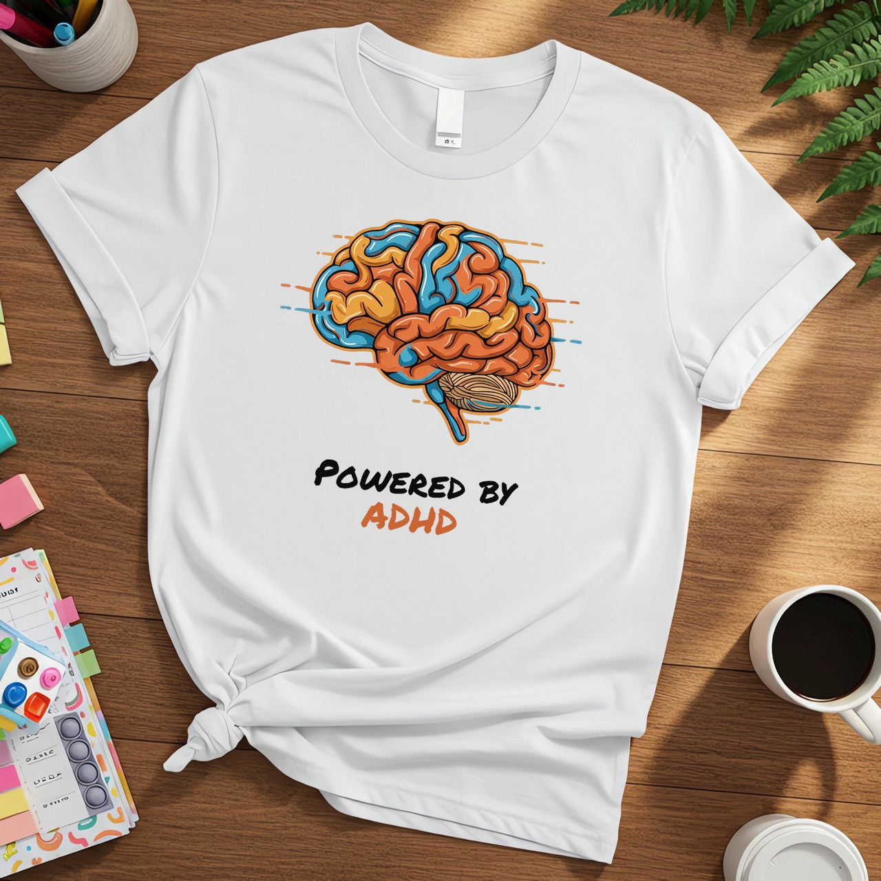 Powered by ADHD Brain (Colorful Neurodivergent Pride)