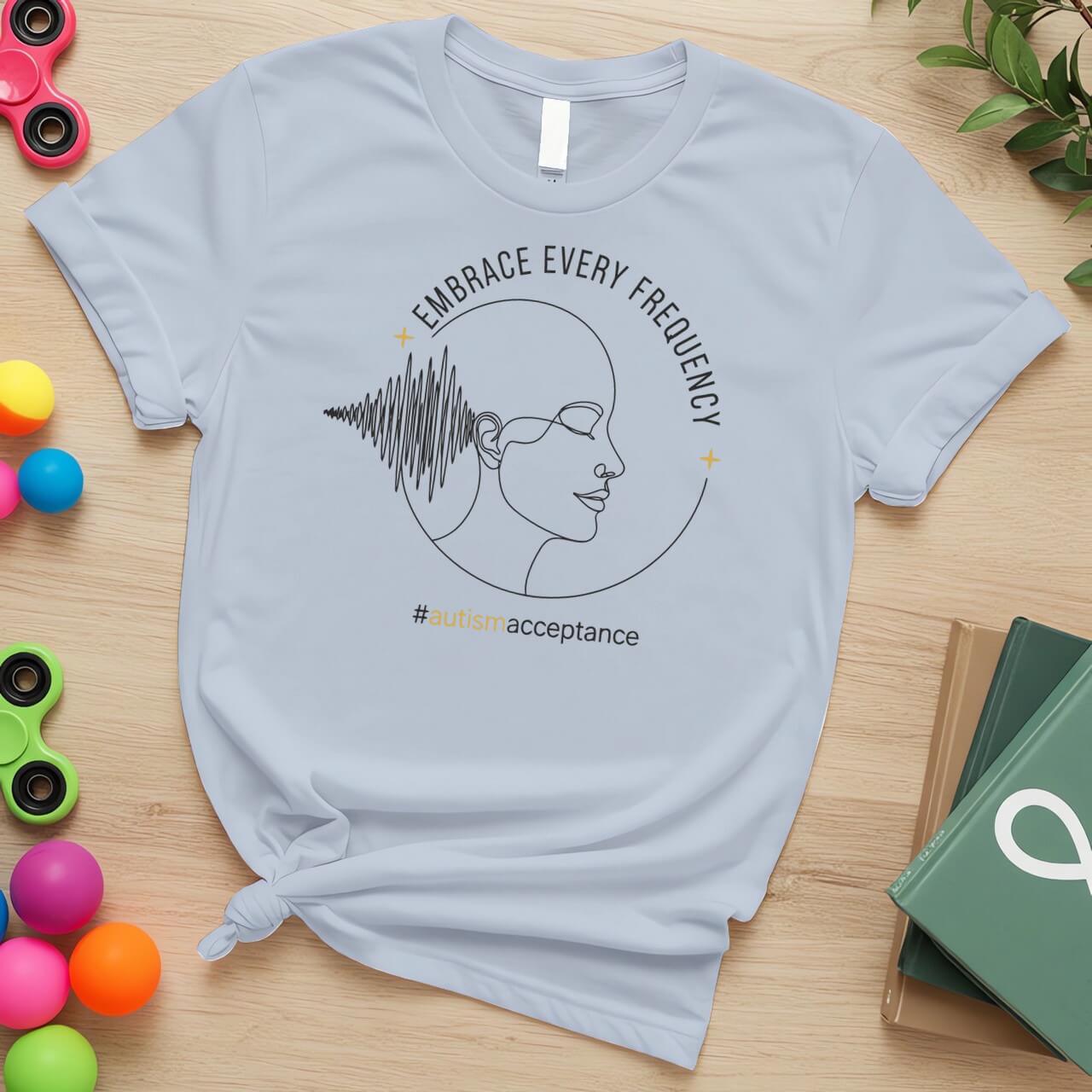 Embrace Every Frequency Autism Acceptance Minimalist Sound Wave