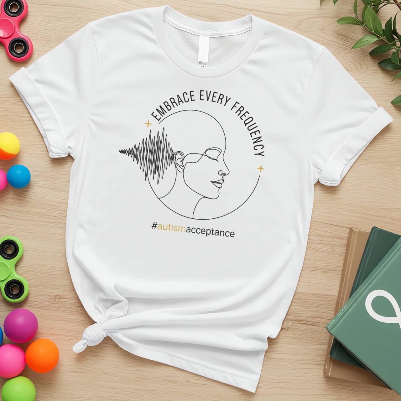 Embrace Every Frequency Autism Acceptance Minimalist Sound Wave