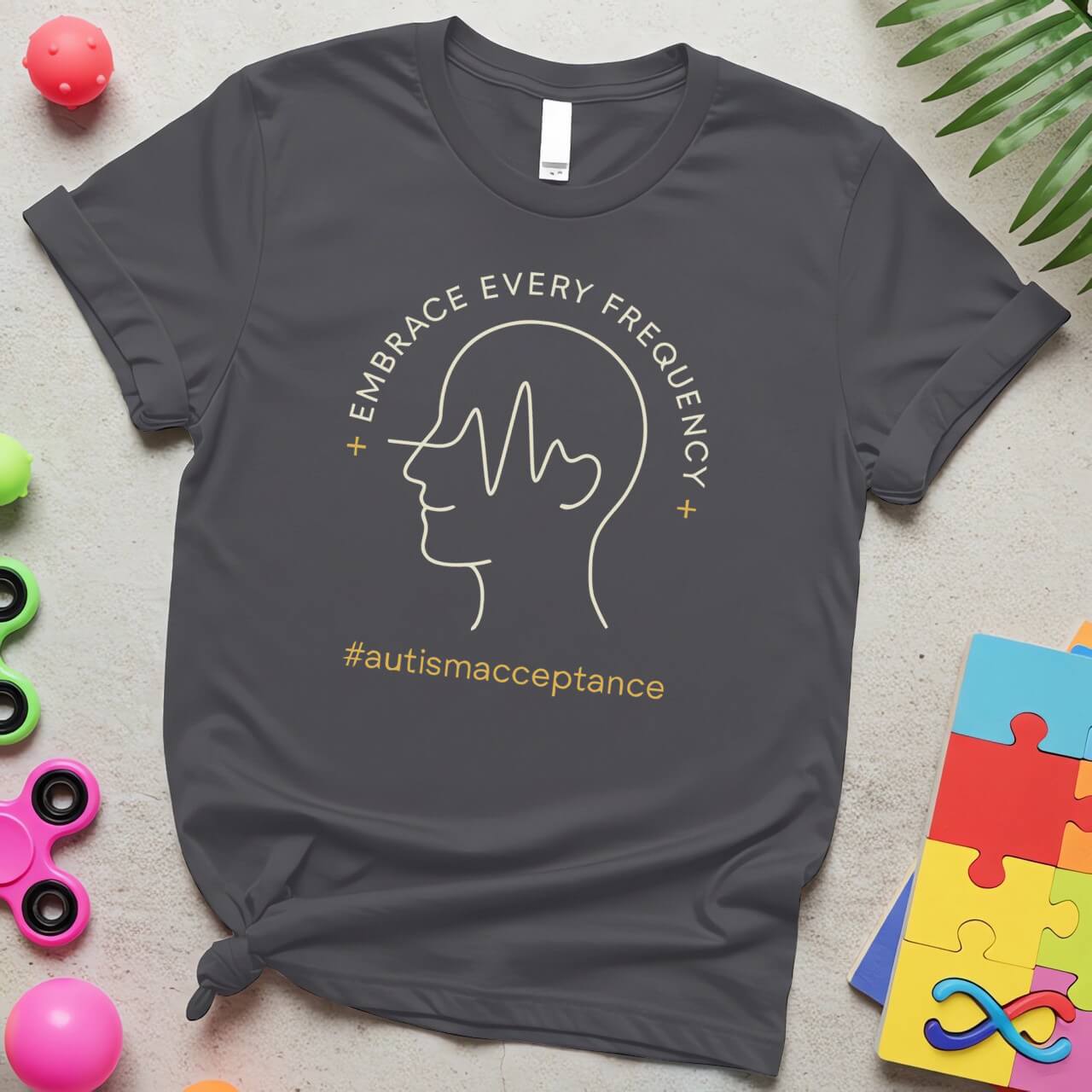 Embrace Every Frequency Autism Heartbeat Wave Graphic