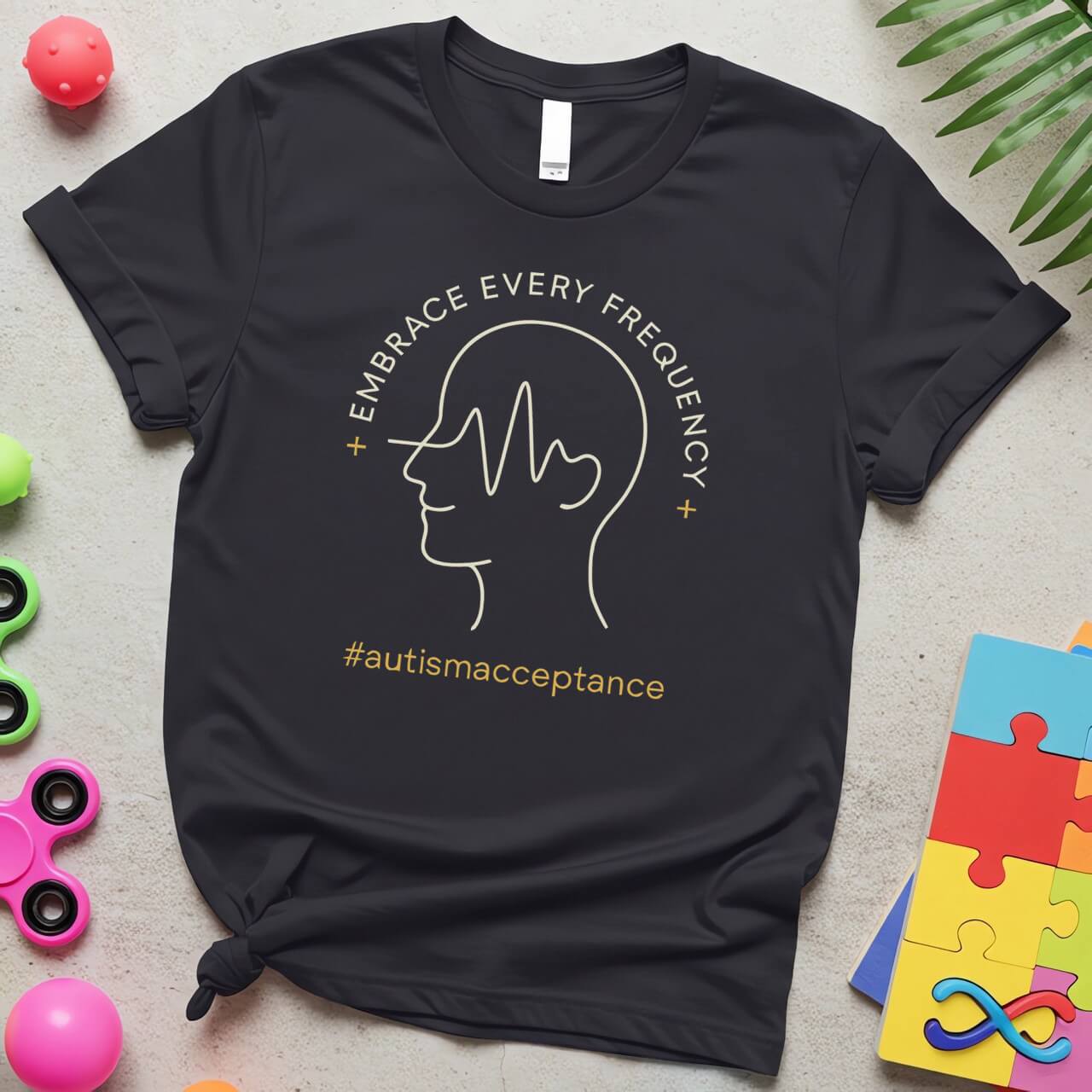Embrace Every Frequency Autism Heartbeat Wave Graphic