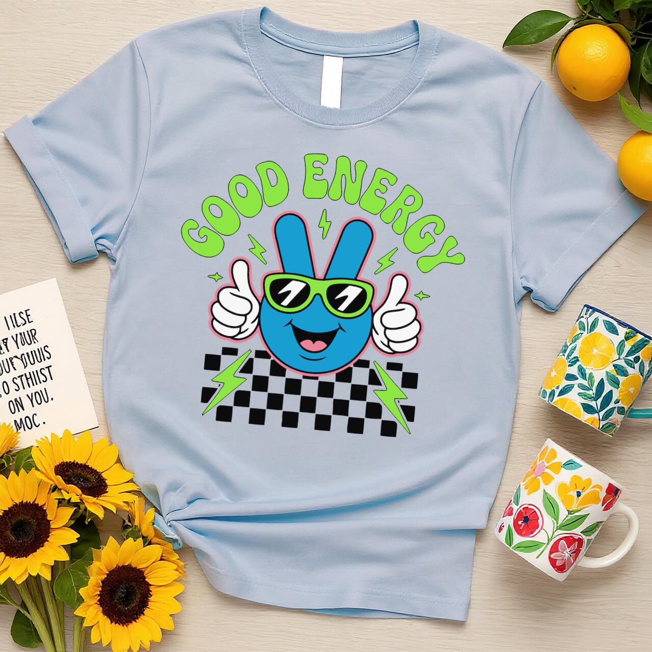 Retro Mascot Graphic (Good Energy Peace Sign Design)