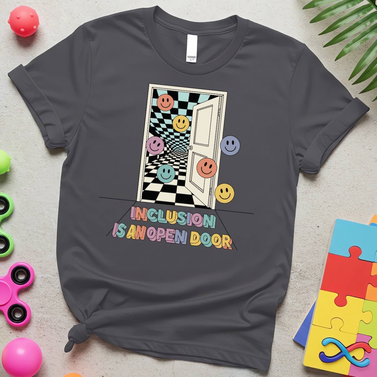 Inclusion Is an Open Door Autism Awareness Smiley Doorway