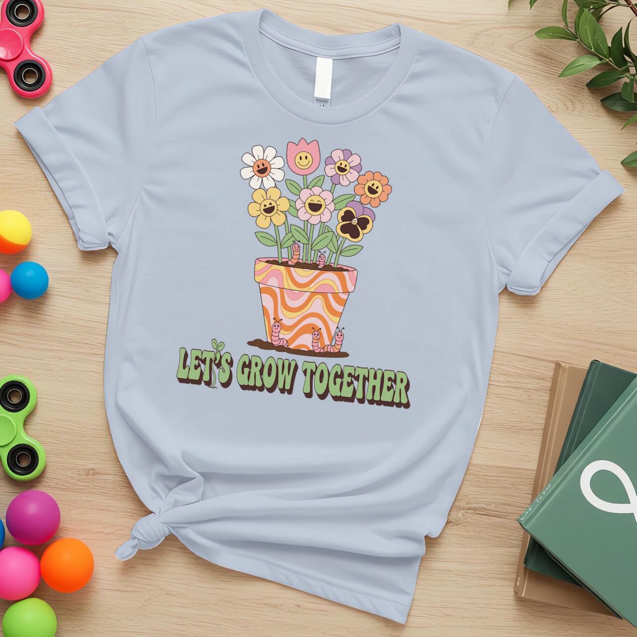 Let’s Grow Together Autism Acceptance Smiley Flower Design