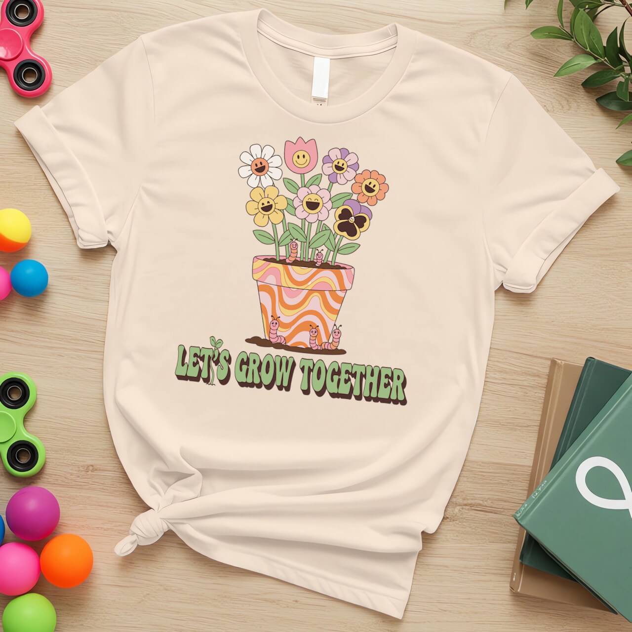Let’s Grow Together Autism Acceptance Smiley Flower Design