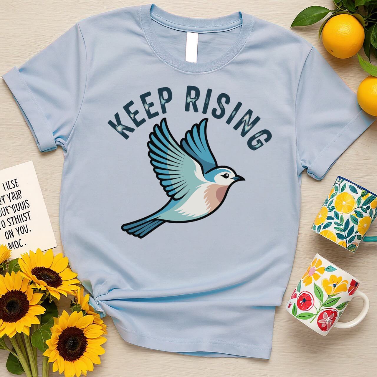 Motivational Bird Graphic (Keep Rising Bluebird Design)