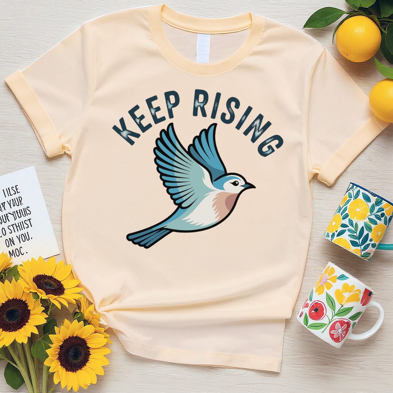 Motivational Bird Graphic (Keep Rising Bluebird Design)