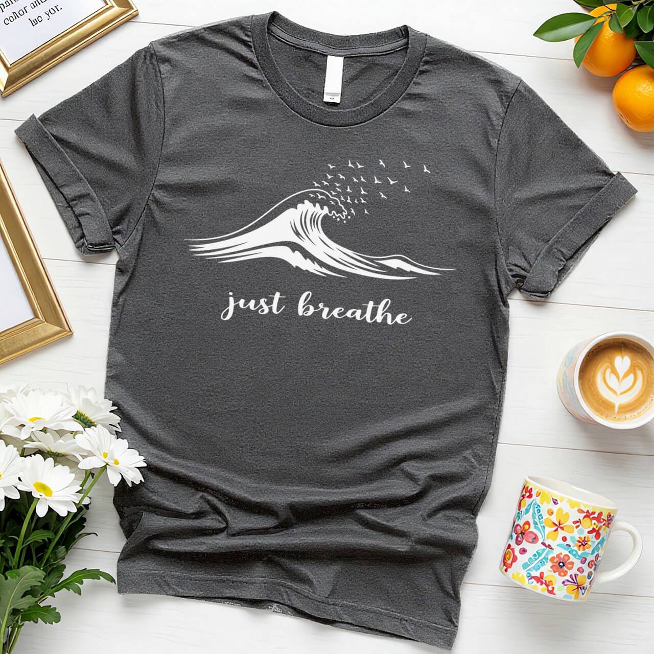 Just Breathe Wave Design (Mindful Positivity Graphic)