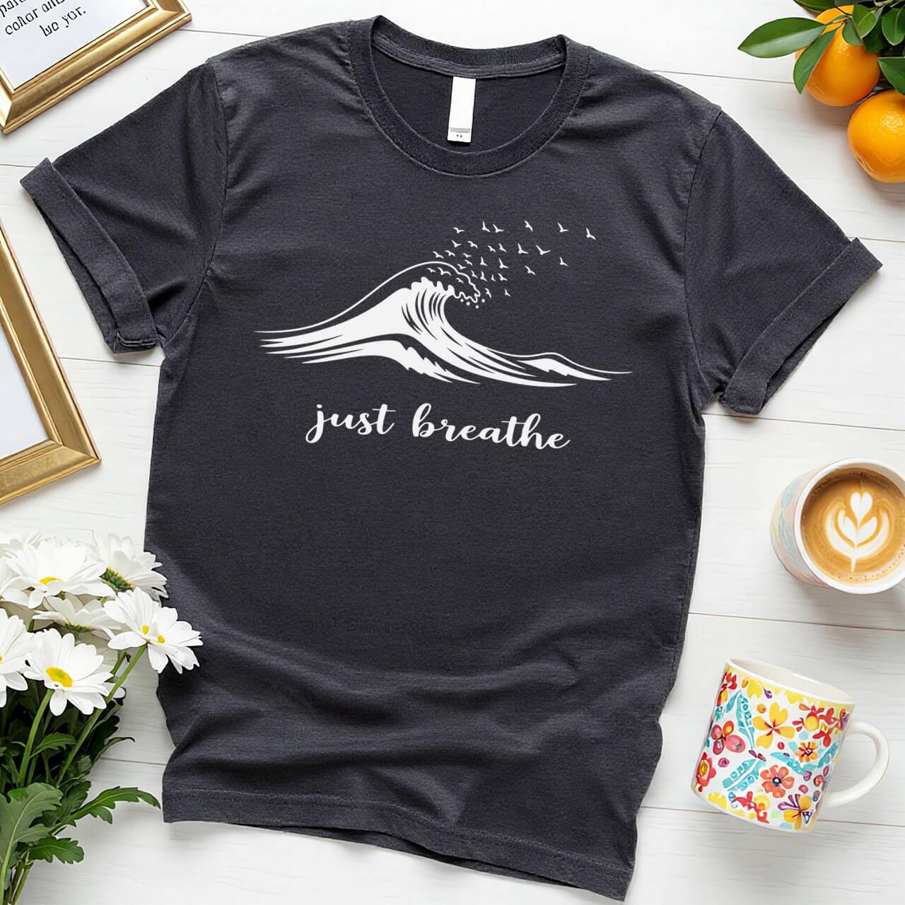 Just Breathe Wave Design (Mindful Positivity Graphic)