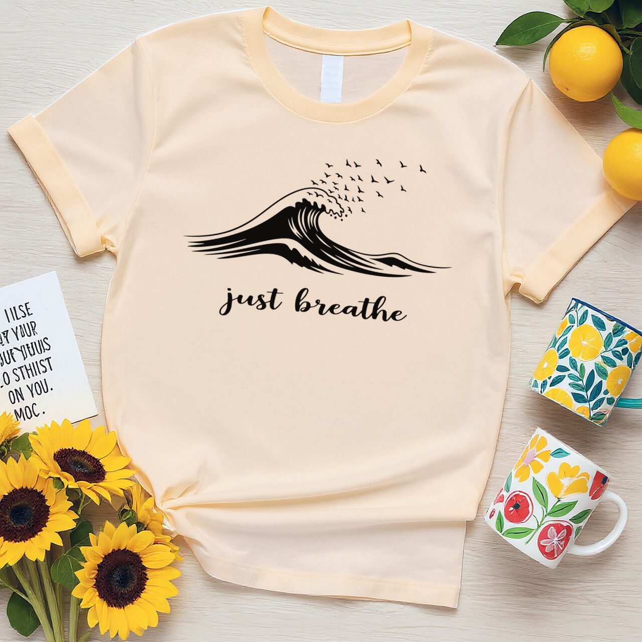 Just Breathe Wave Design (Mindful Positivity Graphic)