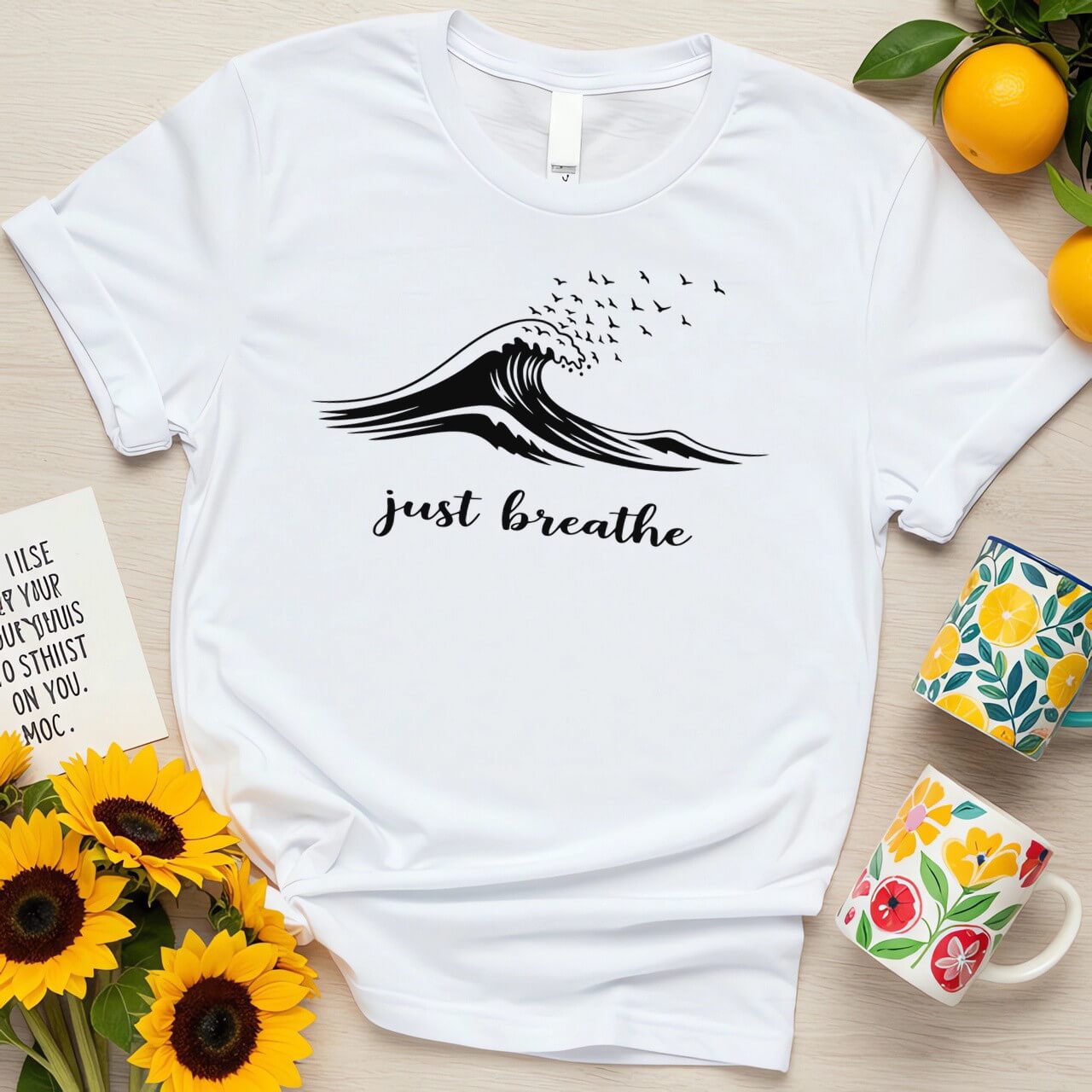 Just Breathe Wave Design (Mindful Positivity Graphic)