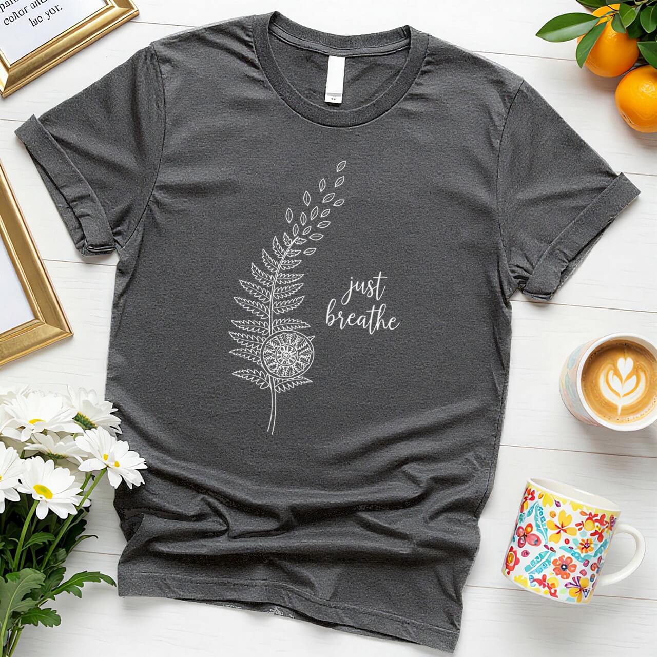 Just Breathe Fern Mandala (Botanical Mindfulness Graphic)