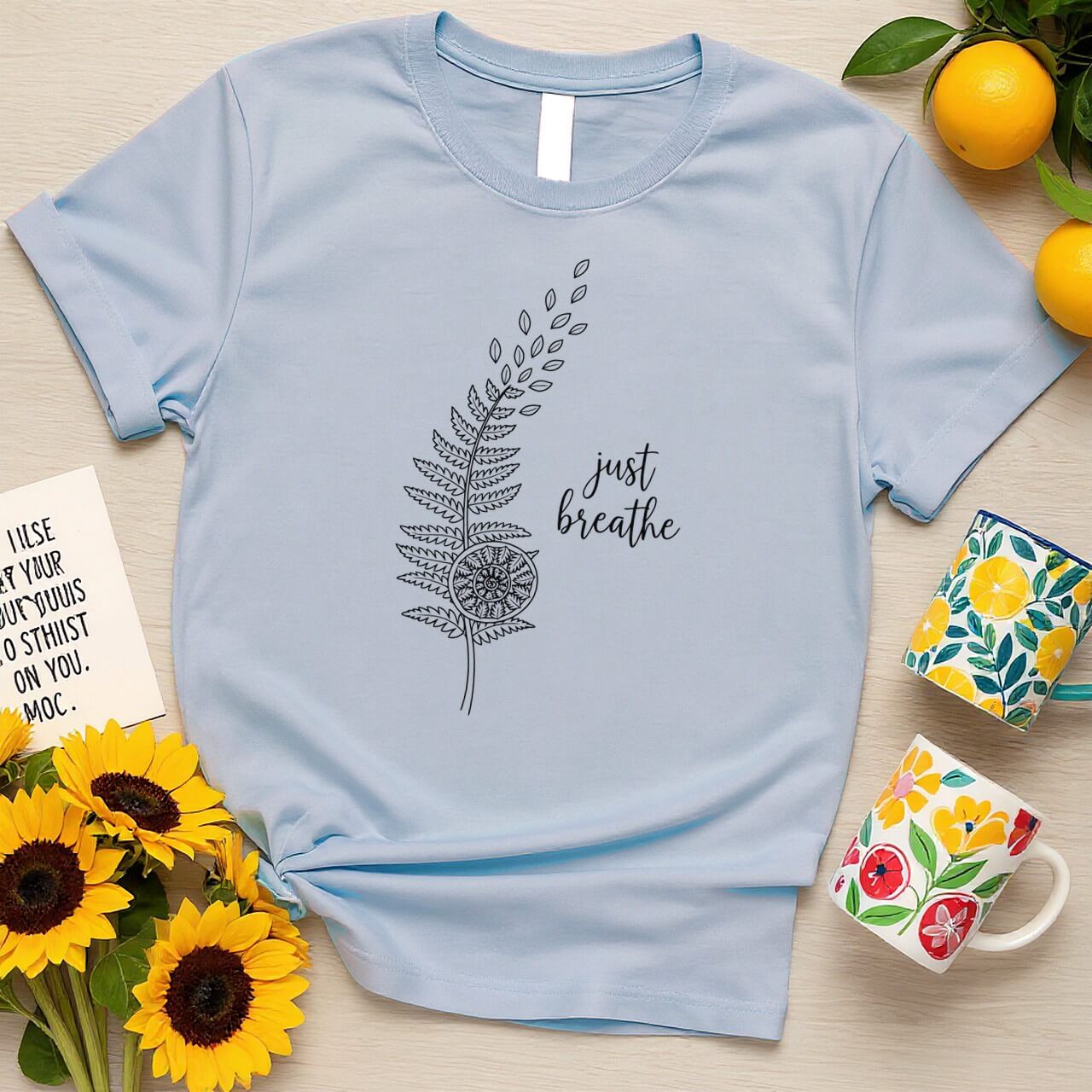Just Breathe Fern Mandala (Botanical Mindfulness Graphic)