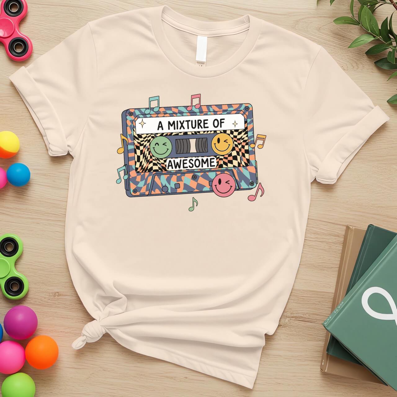 A Mixture of Awesome Autism Acceptance Retro Cassette Design