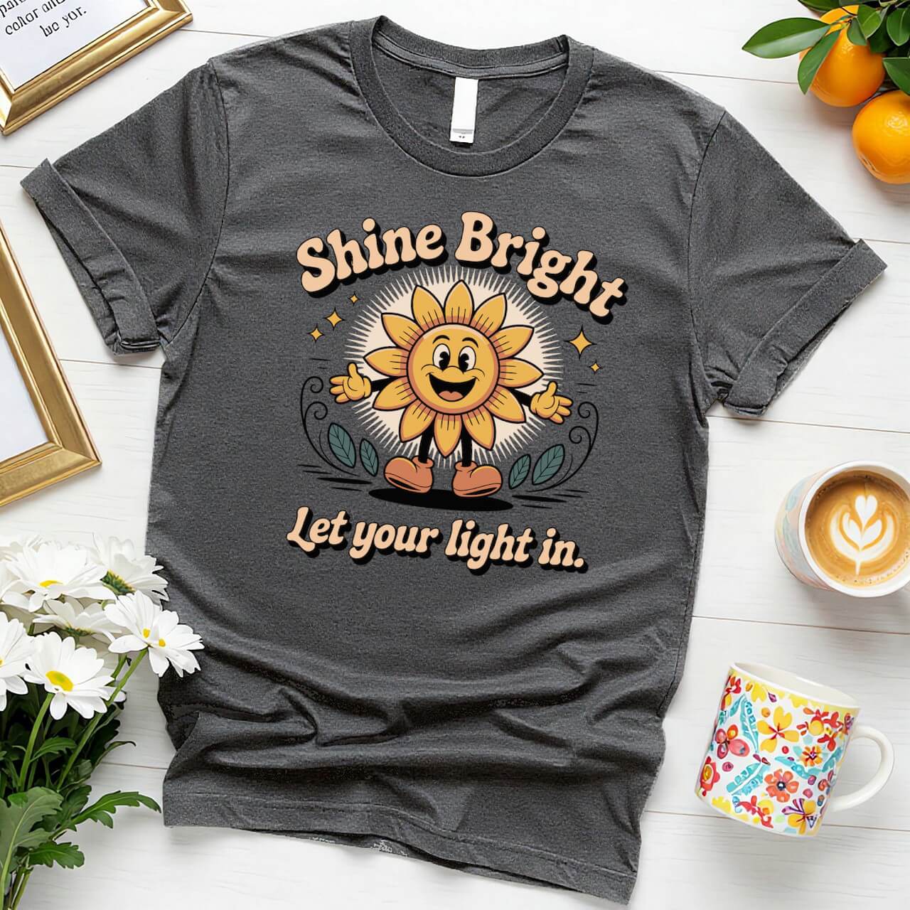 Retro Sunflower Cartoon (Shine Bright Let Your Light In)