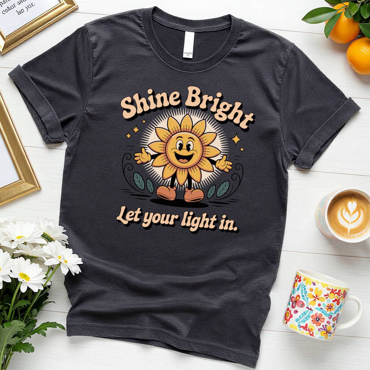 Retro Sunflower Cartoon (Shine Bright Let Your Light In)