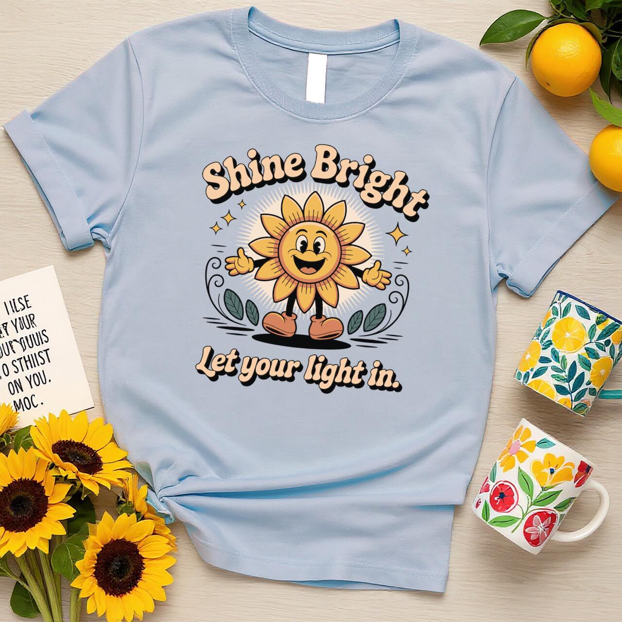Retro Sunflower Cartoon (Shine Bright Let Your Light In)