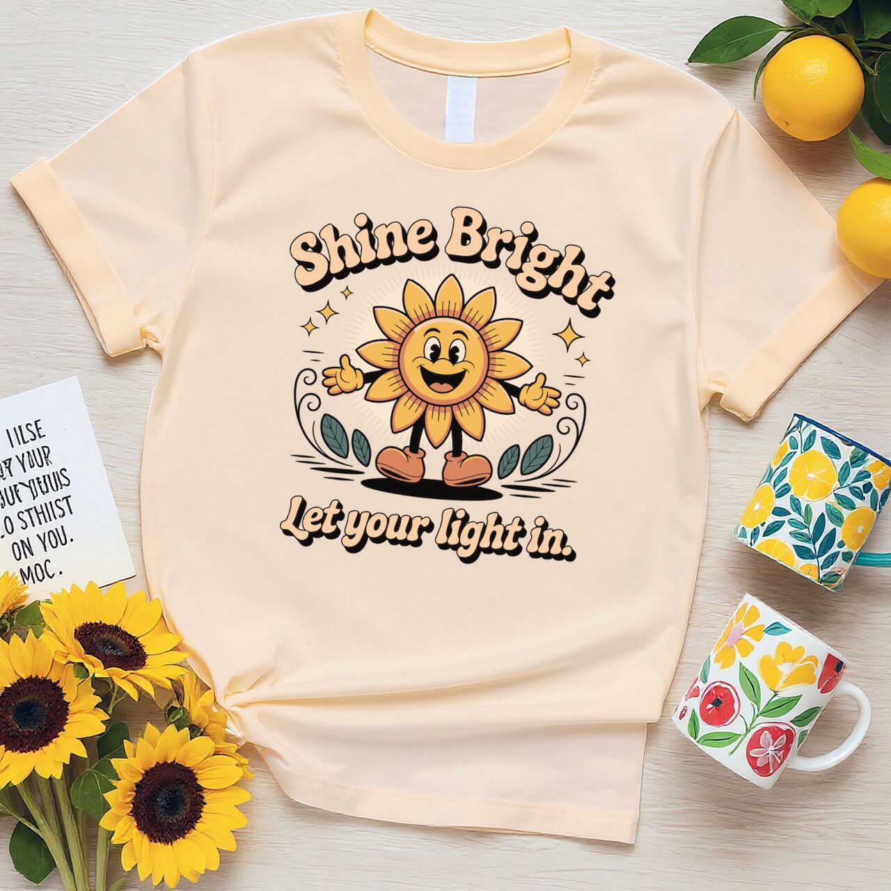 Retro Sunflower Cartoon (Shine Bright Let Your Light In)