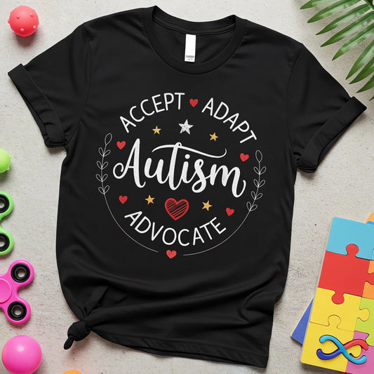 Autism Support – Accept, Adapt, Advocate (Stars & Hearts Edition)