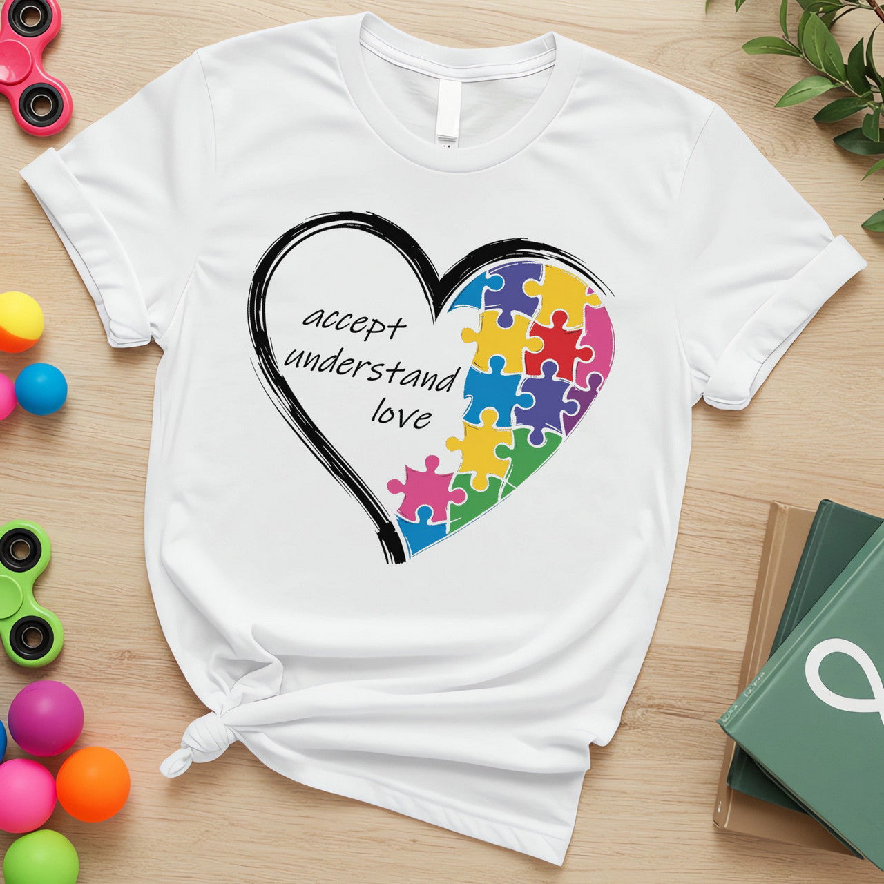 Accept Understand Love (Puzzle Heart for Neurodivergent Pride)