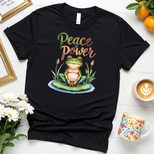 Peace is Power (Meditating Frog Positivity Design)