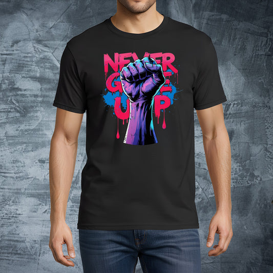 Neon Fist Never Give Up (Bold Graffiti Positivity Power)