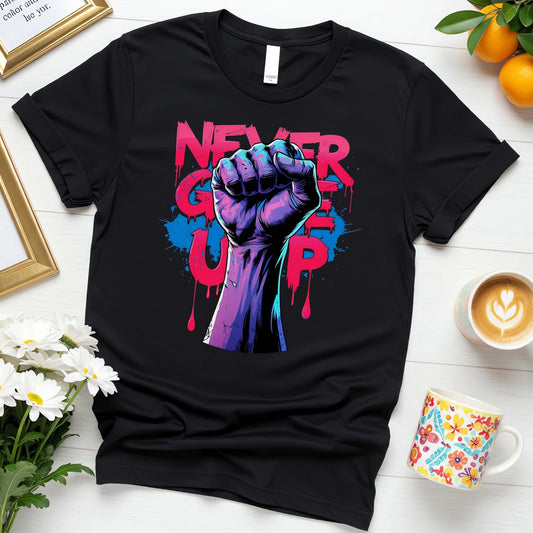 Neon Fist Never Give Up (Bold Graffiti Positivity Power)