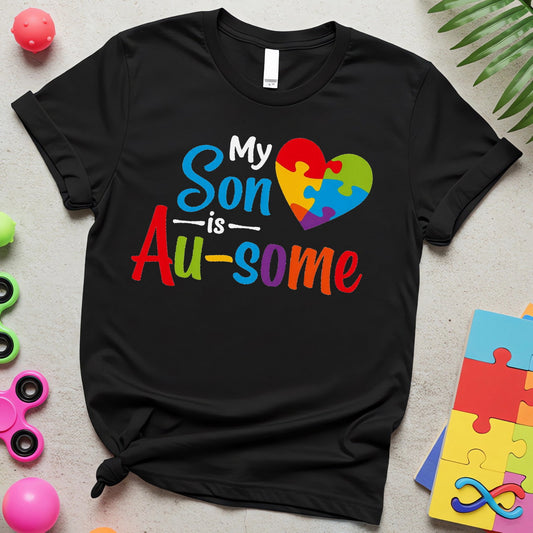 My Son is Au-some (Bold Puzzle Heart Autism Awareness)