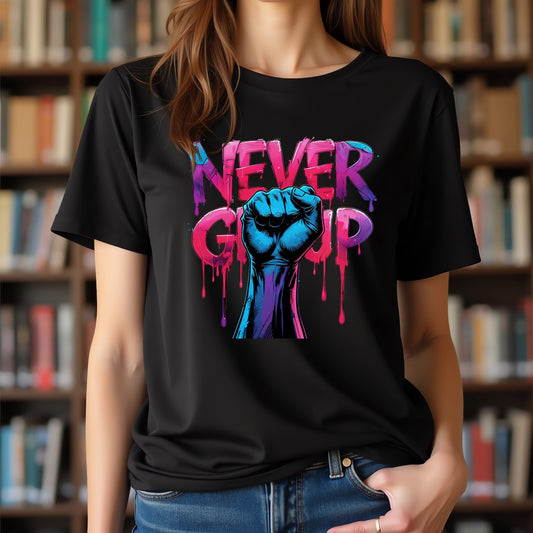 Dripping Color Fist Never Give Up (Vibrant Resilience Design)