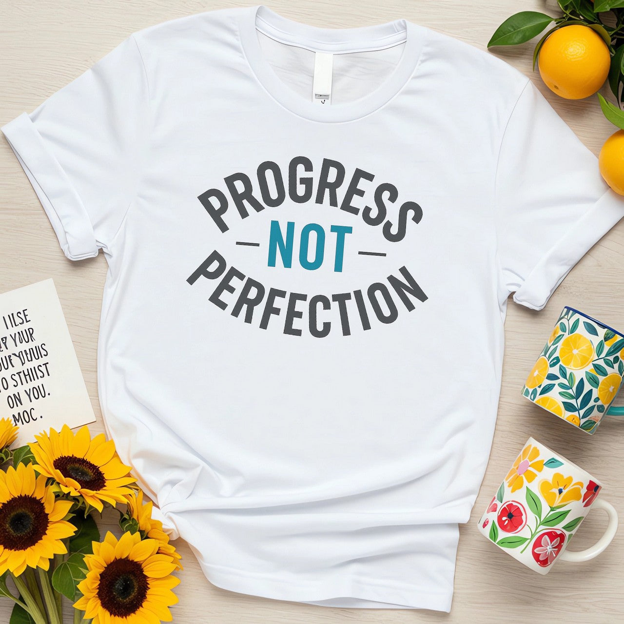 Progress Not Perfection (Bold Arc Typography Motivational Design)
