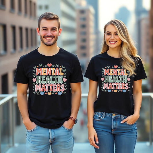 Whimsical “Mental Health Matters” Graphic (Smiley Heart Positivity Design)