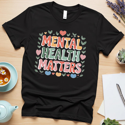 Whimsical “Mental Health Matters” Graphic (Smiley Heart Positivity Design)