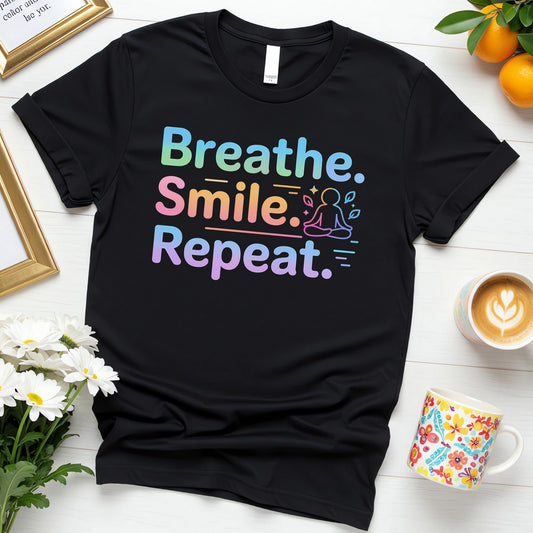 Breathe Smile Repeat (Relaxed Wellness Reminder Design)