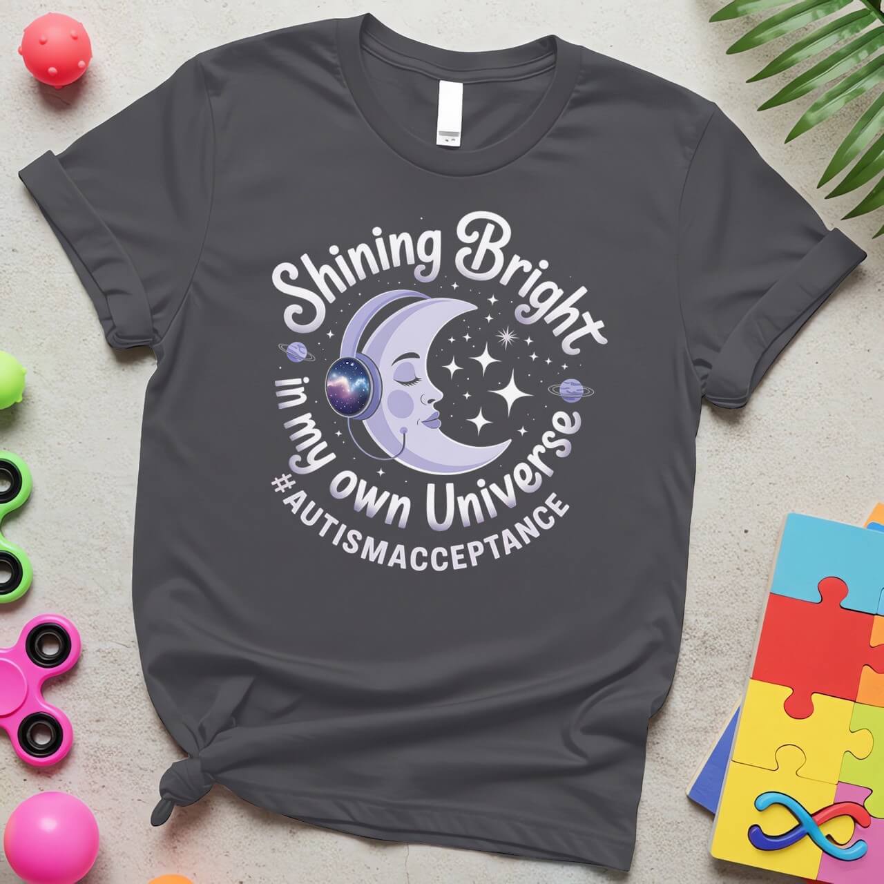 Shining Bright in My Own Universe Autism Acceptance Graphic