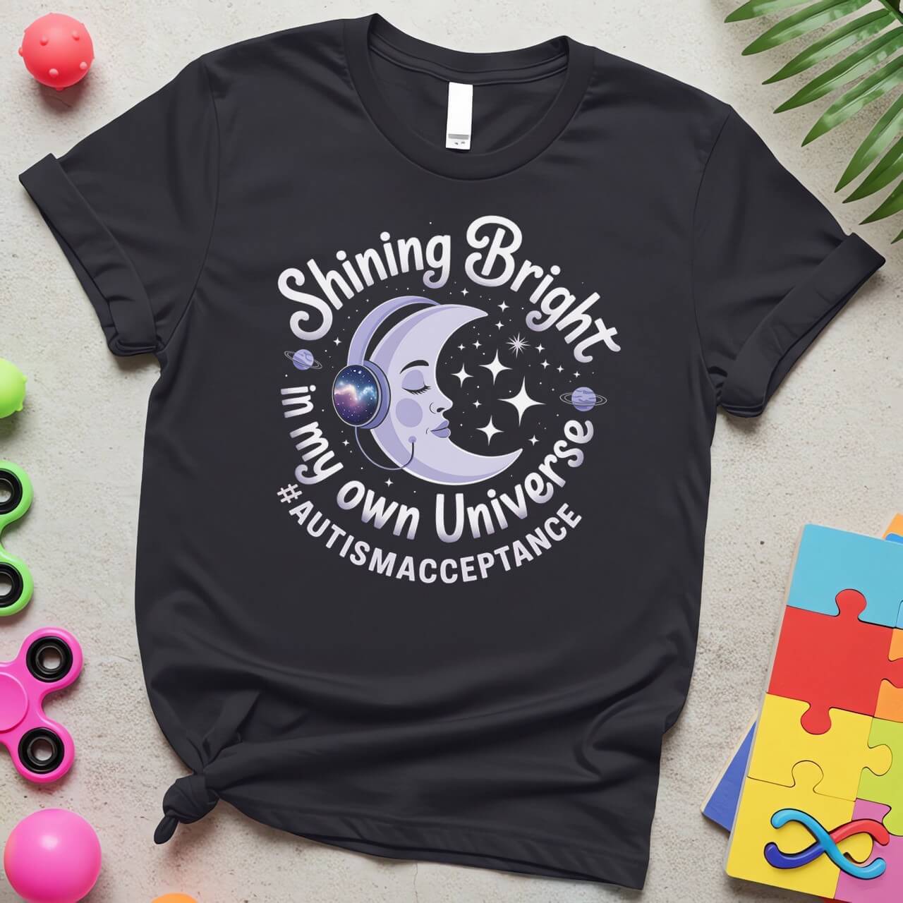 Shining Bright in My Own Universe Autism Acceptance Graphic