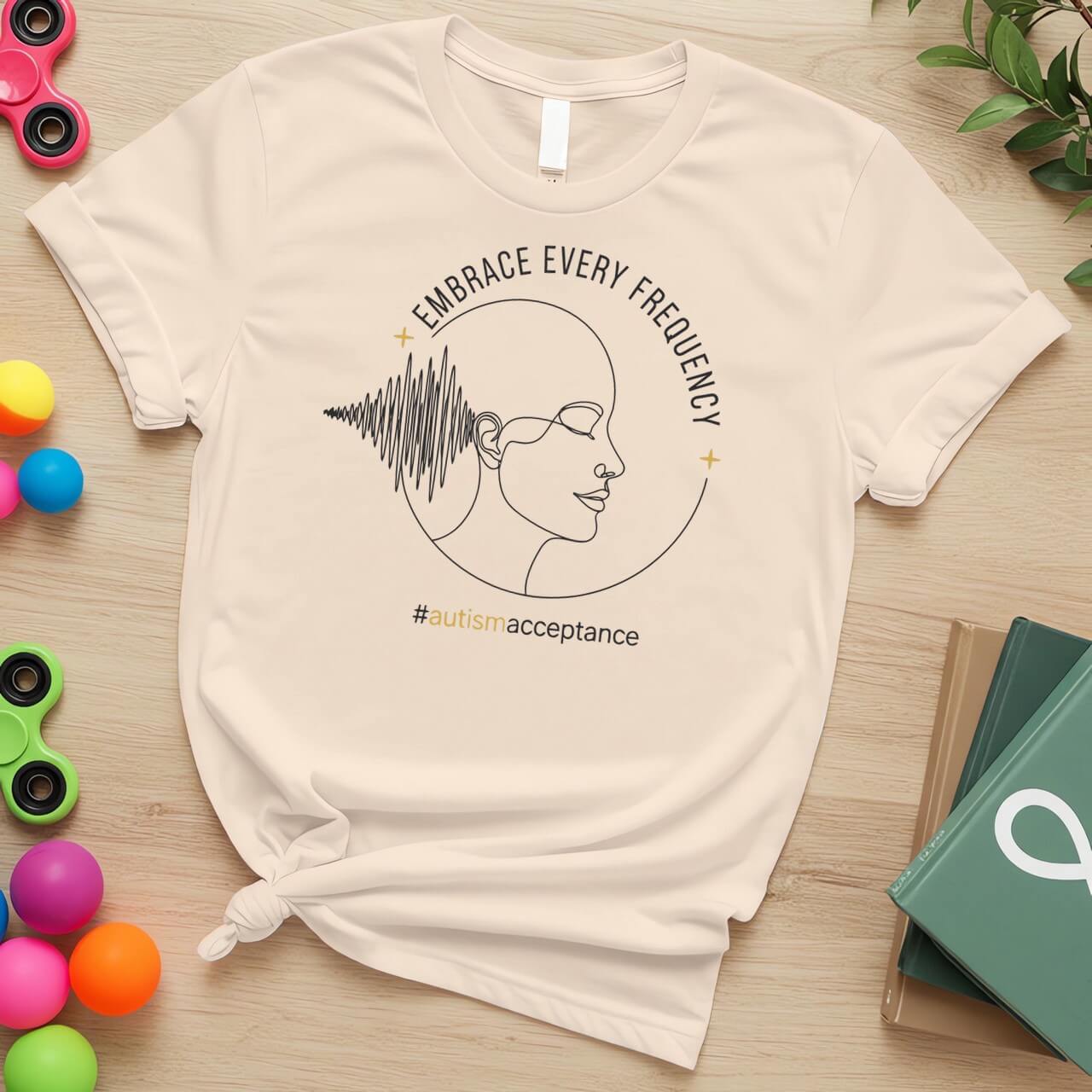 Embrace Every Frequency Autism Acceptance Minimalist Sound Wave