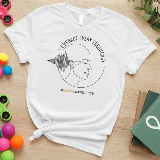 Embrace Every Frequency Autism Acceptance Minimalist Sound Wave