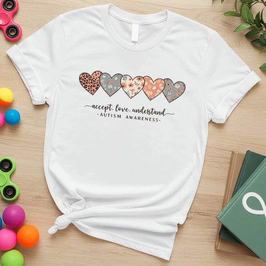 Leopard & Floral Hearts (Accept Love Understand Autism Awareness)