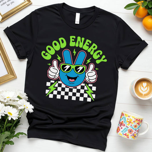 Retro Mascot Graphic (Good Energy Peace Sign Design)
