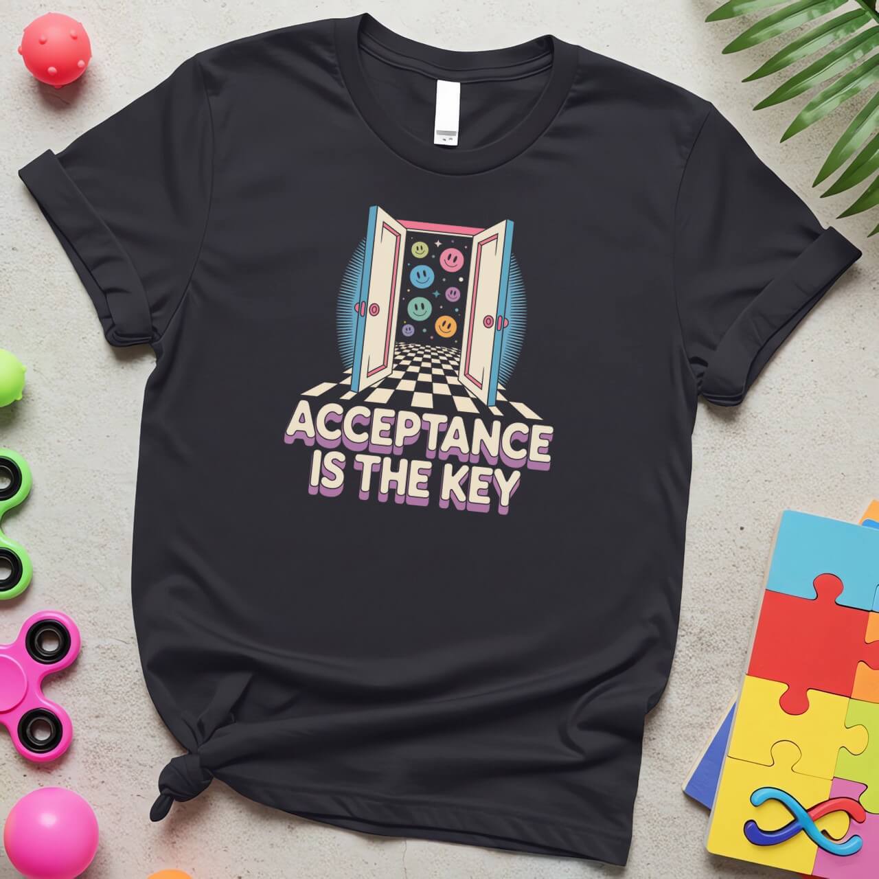 Acceptance Is the Key Autism Awareness Open Doorway Design