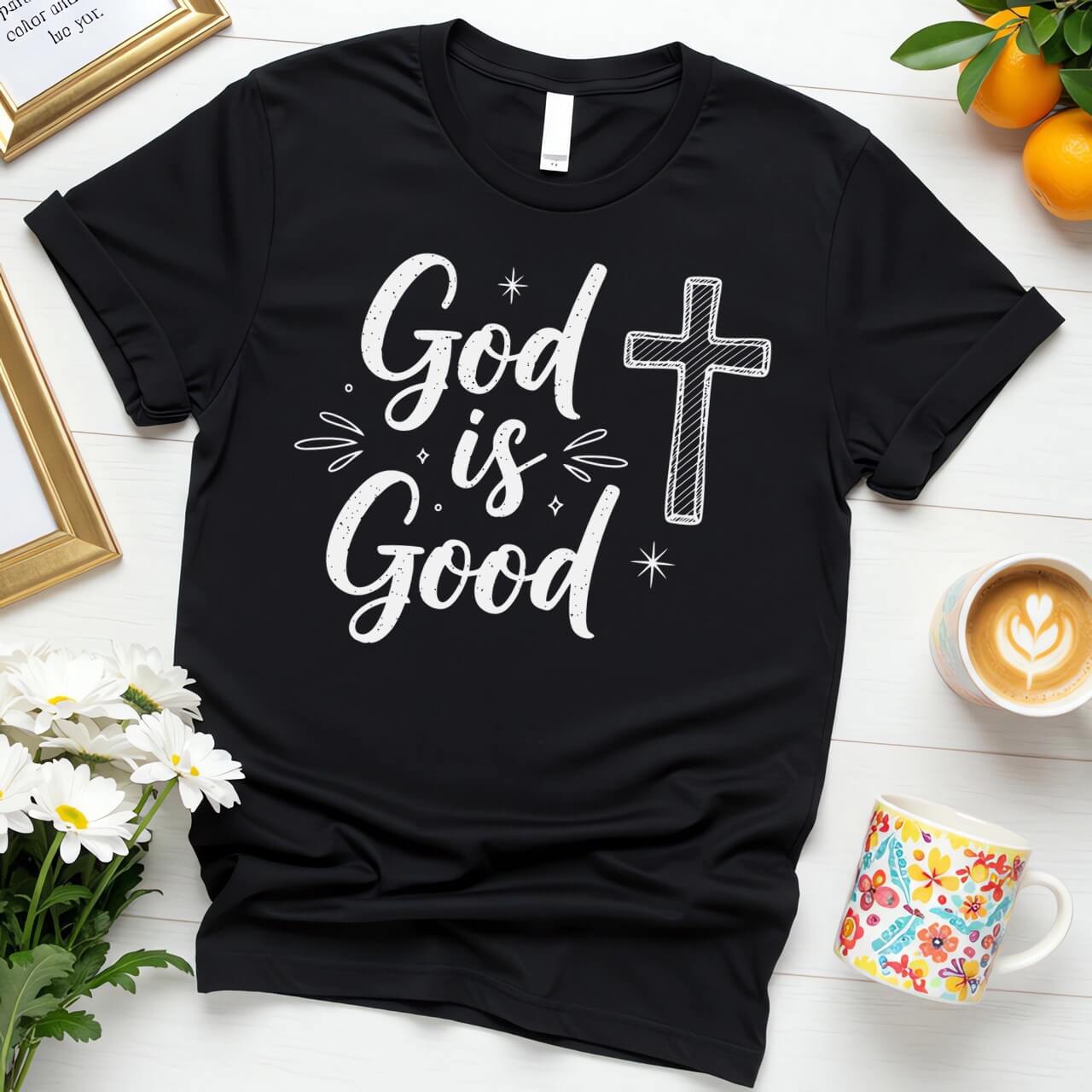 Chalk Style Graphic (God is Good Modern Script Design)