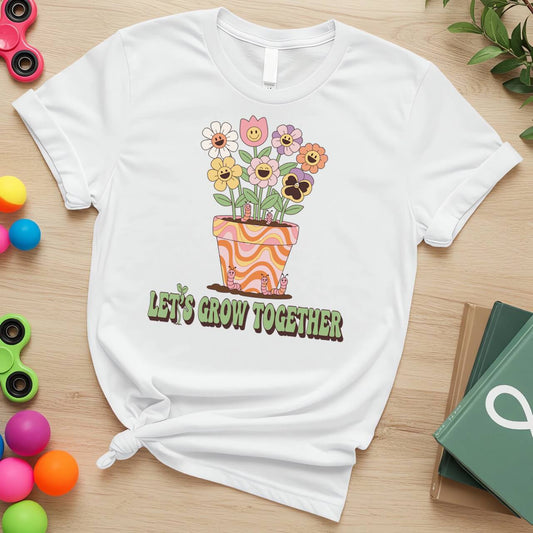Let’s Grow Together Autism Acceptance Smiley Flower Design